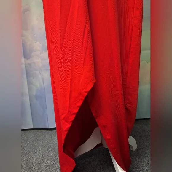 Amazon Red Spaghetti Strap Asymmetrical Slit Women's Dress - Picture 4 of 5